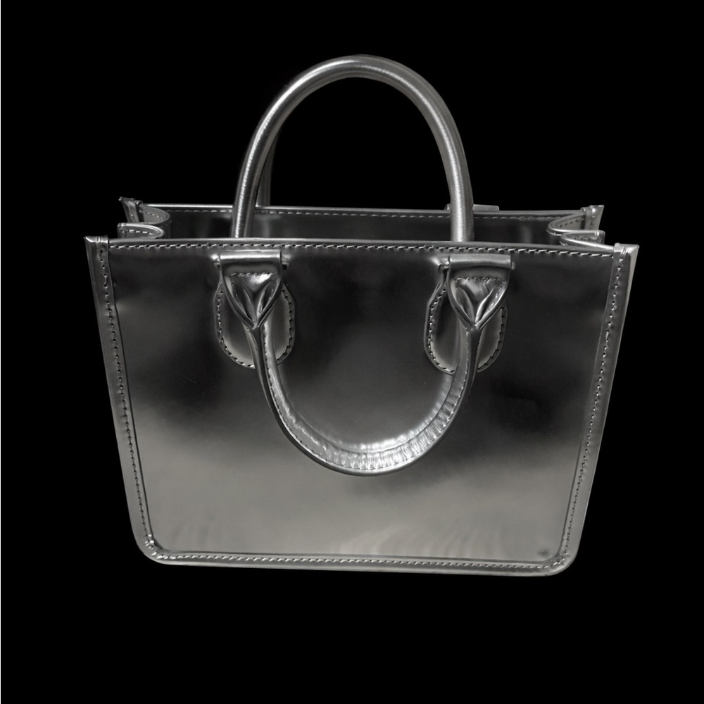 J. Crew Metallic Silver Structured Satchel